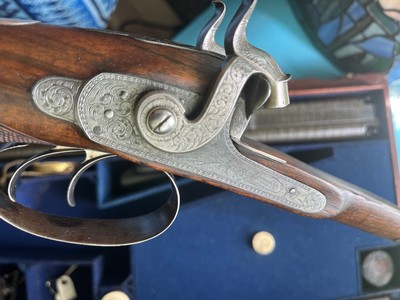 Outstanding charles ingram john middleton glasgow 2 barrel hunting sxs percussion shotgun rifle combo royal owned - Image 20 of 20