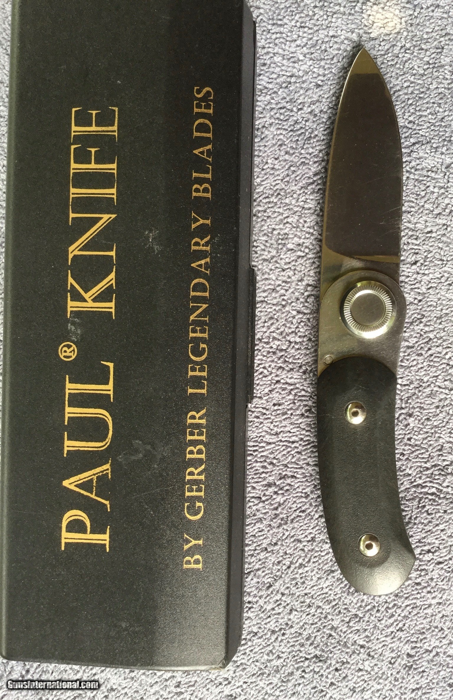 Gerber Paul knife with box, papers