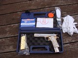 Colt 1911 Series 80 Nickel 38 Super Very Unique with factory gold accents and factory engraved scorpions MUST SEE - 1 of 7