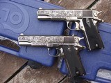 Matched Pair Fully Engraved 1911's Consecutively Numbered Must See With Rhinestones !!!! - 1 of 18