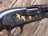BrowningModel 12 20 ga Grade V As New In Box Full Coverage Engraved Strikingly Beautiful Stocks, Gold Inlets