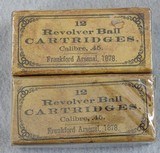 Revolver Ball Cartridges Caliber 45 Frankford Arsenal, 1878_Box of 12 - 1 of 3