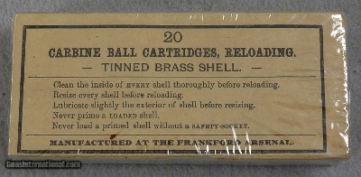 Frankford Arsenal carbine ball 45/55 cartridges, tinned brass shell