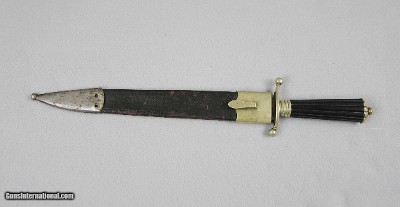 Spear Point Bowie 16 5/8” Blue With Gold On Blade, Antique - Image 3 of 5