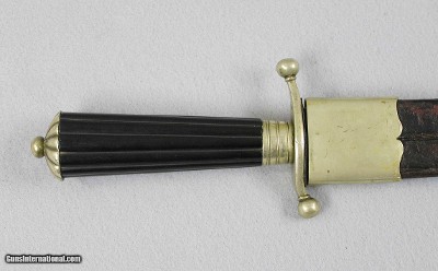 Spear Point Bowie 16 5/8” Blue With Gold On Blade, Antique - Image 5 of 5