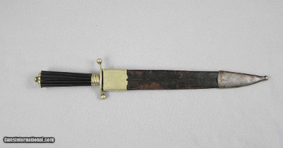 Spear Point Bowie 16 5/8” Blue With Gold On Blade, Antique - Image 4 of 5