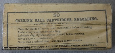 20 Carbine Ball Cartridge 45/55 Frankford Arsenal