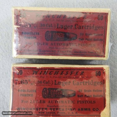 Winchester 7.65mm (.30 Caliber) Luger Cartridges