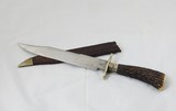 Bowie Knife Old Judge 9 1/8” Blade, Round Stagg Horn Grip