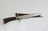 Bowie Knife Old Judge 9 1/8” Blade, Round Stagg Horn Grip - 2 of 7