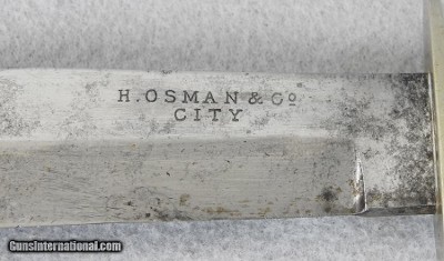 H. Osman Co. City, Nice 6” Clip Point Bowie Knife with Leather Scabbard - Image 3 of 5