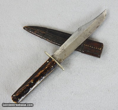 H. Osman Co. City, Nice 6” Clip Point Bowie Knife with Leather Scabbard - Image 2 of 5