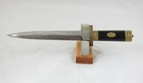 Old Damascus Blade Dagger With Engraved Gold And Black Enamel Fittings - 2 of 9