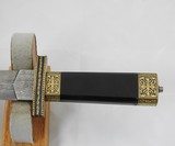 Old Damascus Blade Dagger With Engraved Gold And Black Enamel Fittings - 4 of 9