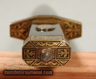 Old Damascus Blade Dagger With Engraved Gold And Black Enamel Fittings - Image 9 of 9