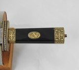 Old Damascus Blade Dagger With Engraved Gold And Black Enamel Fittings - 3 of 9