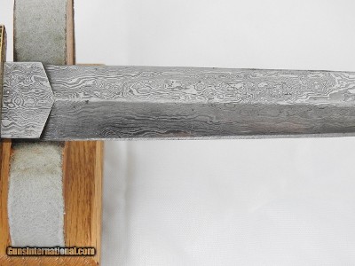 Old Damascus Blade Dagger With Engraved Gold And Black Enamel Fittings - Image 6 of 9