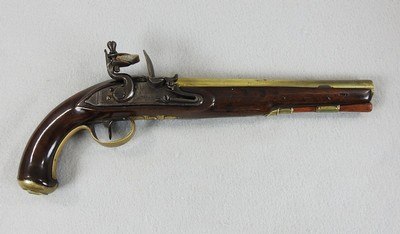 John Miles 60 Caliber Brass Barrel Flintlock Pistol