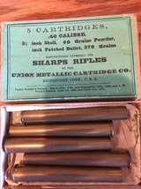 (2)-40/90 SS Union Metallic Cartridge Co. box of 5 for Sharps Rifles - 1 of 9