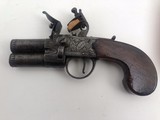 Richard Howe tap action flintlock screw barrel 2 shot pistol 38 caliber - 1 of 10