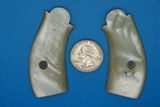 ANTIQUE MOTHER of PEARL GRIPS for a SMALL REVOLVER / PISTOL ORIGINAL MATCHED PAIR - 1 of 8