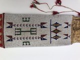 Very Large Indian Beaded and Quill Decorated Pipe Bag - 11 of 13
