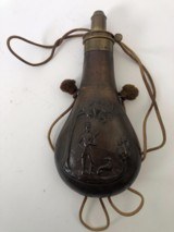 Powder Flask Antique "Hunter With Dog" Including Original Cord - 2 of 10