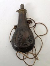 Powder Flask Antique "Hunter With Dog" Including Original Cord