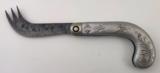 A Rare Antique "ONE ARM MAN" Press Button Knife/Fork Combination - 1 of 12
