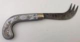 A Rare Antique "ONE ARM MAN" Press Button Knife/Fork Combination - 2 of 12