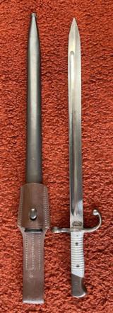 1891 Argentine Mauser Bayonet With Scabbard And Leather Frog - 3 of 14