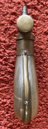 Antique Horn And Brass Powder Flask - 3 of 8