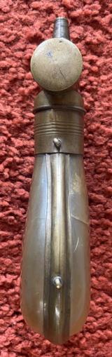 Antique Horn And Brass Powder Flask - 4 of 8