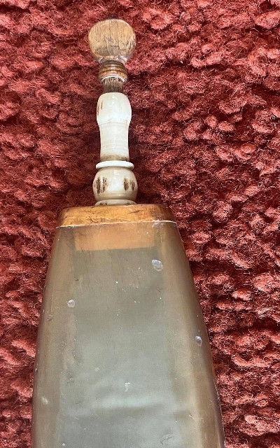 Antique Flattened Horn Powder Flask