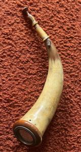 Wonderful Antique Powder Horn With Mirror In Base - 1 of 6