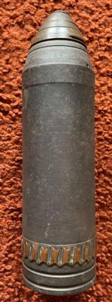 WW1 EMPTY INERT 3" Mortar Shrapnel Shell Casing And Timed Fuse Assy. - 2 of 6