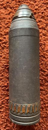 WW1 EMPTY INERT 3" Mortar Shrapnel Shell Casing And Timed Fuse Assy. - 1 of 6