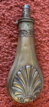 Antique Hawksley Shell Pattern Powder Flask