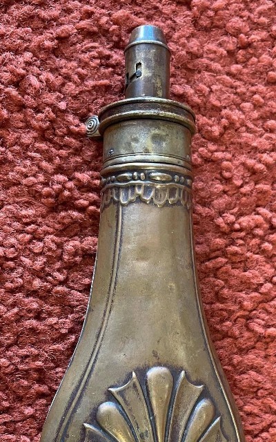 Antique Hawksley Shell Pattern Powder Flask