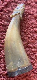 Antique Dragon Head Carved Powder Horn - 2 of 10
