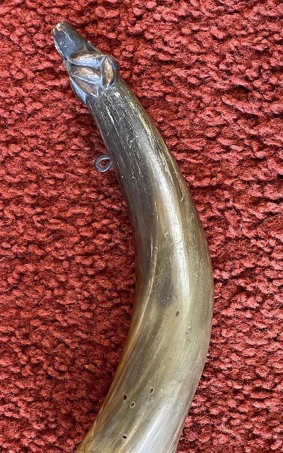Antique Carved Powder Horn