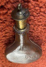 Antique Embossed Leather Shot Flask With Measure In Lid - 4 of 7