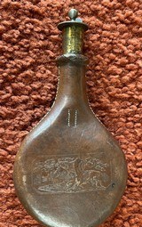 Antique Embossed Leather Shot Flask With Measure In Lid - 2 of 7