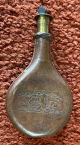 Antique Embossed Leather Shot Flask With Measure In Lid - 1 of 7