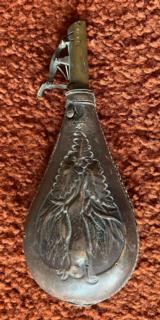 Antique Shot Flask With
"Hanging Game " Motif - 1 of 6