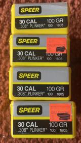 4 boxes of Speer 30 cal. 100 grain 308 Plunker bullets total count 400 - 2 of 2