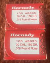 2 boxes Hornady 30 Caliber 150 grain round nose bullets total count 200 - 2 of 2