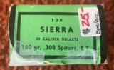 1 box of Sierra .30 caliber 180 grain Spitzer bullets 100 count - 2 of 2