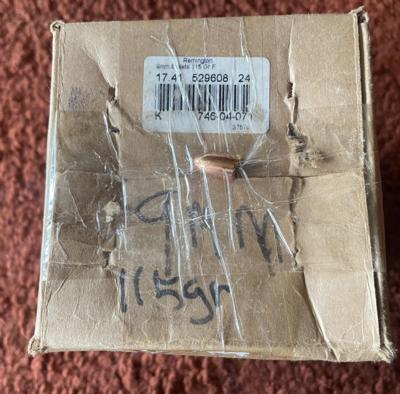 Remington
9MM. 115 Grain Bullets Partial Box Approx. 800 Count.