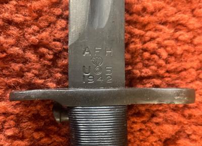 U.S. Garand Bayonet and Scabbard by U.S. Fork and Hoe and dated 1942 - Image 6 of 9